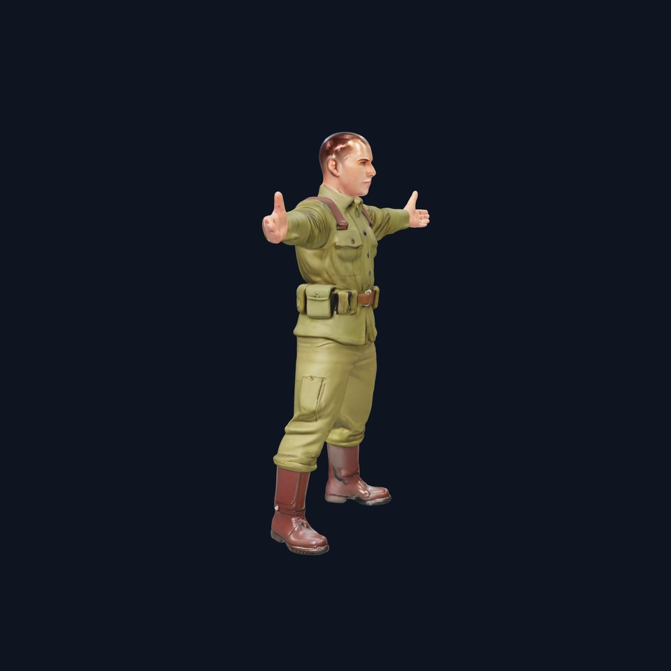 Soldier Character Model Rigged and Animated in TPose
